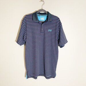Under‎ Armour Heatgear striped short sleeve collared golf polo shirt